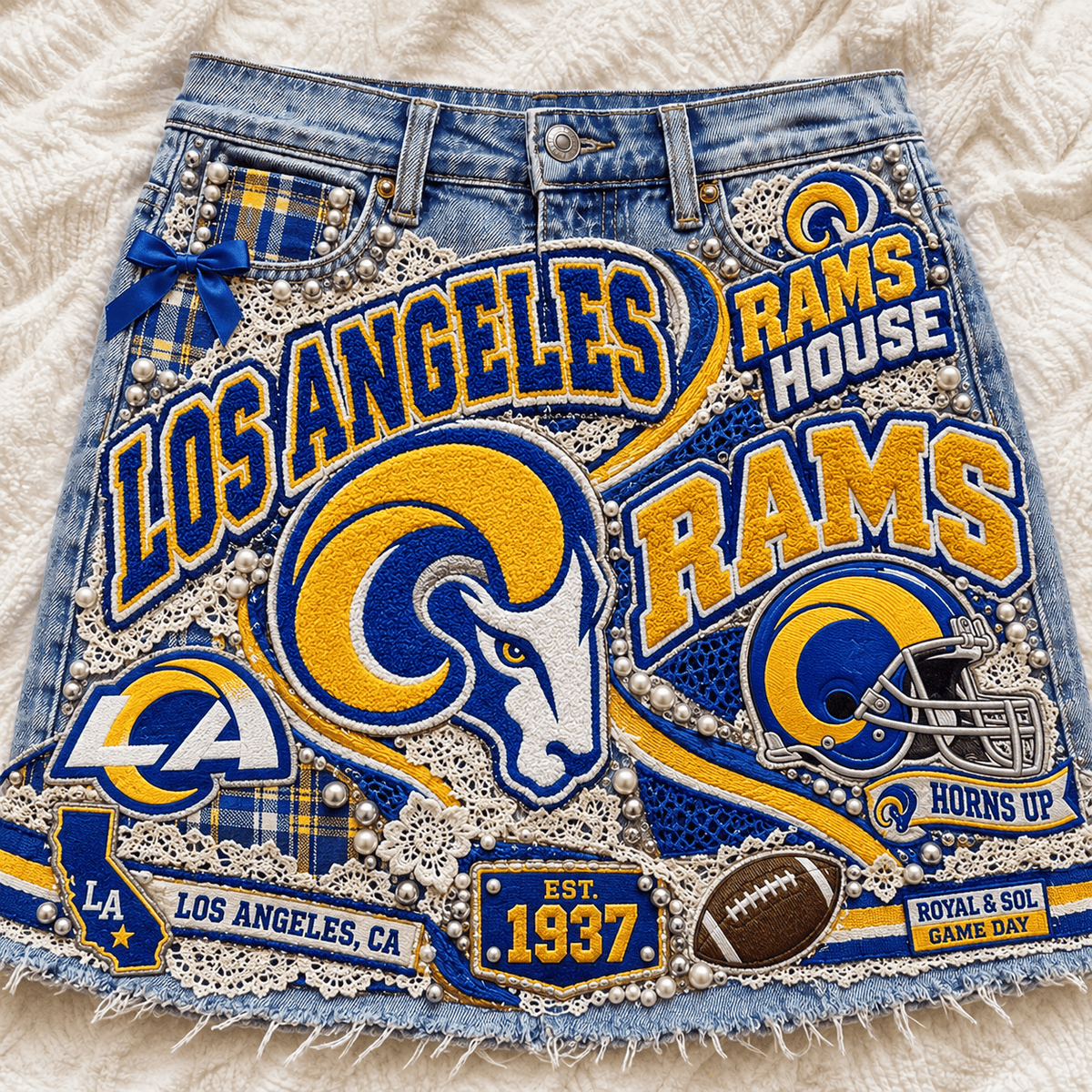 LARS Embellished Denim Skirt NTKO