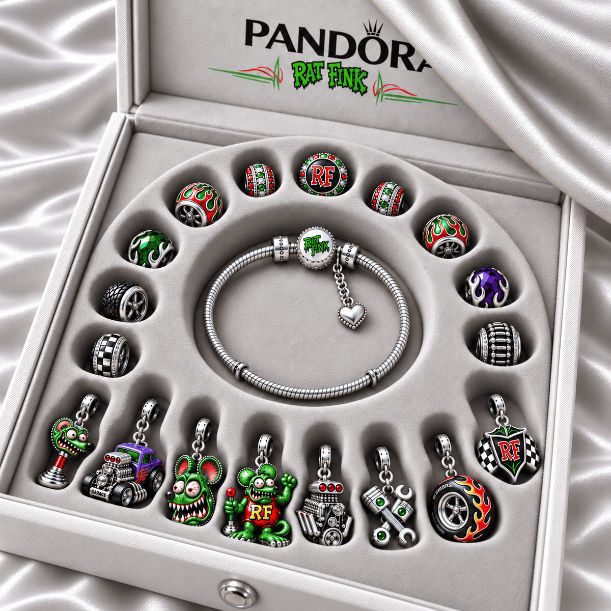 RFK Silver Charm Bracelet Set NTTB