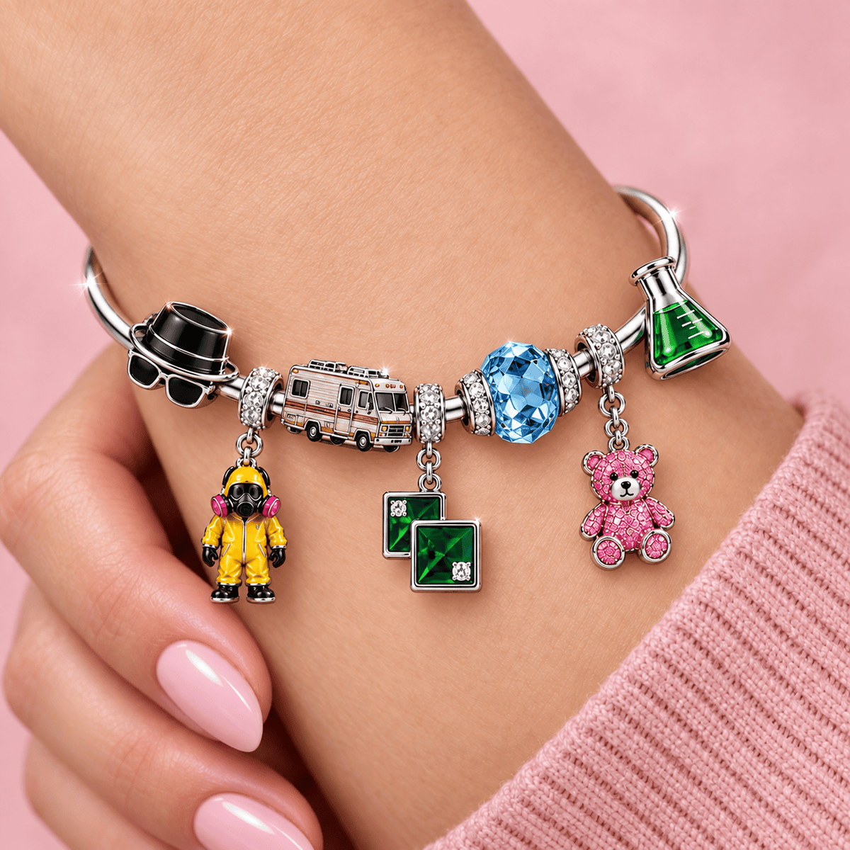 BRB Silver Charm Bracelet Set TMH