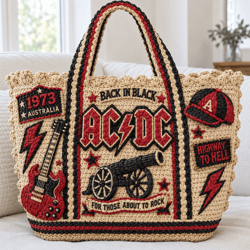 ACDC Straw-Style Embellished Tote Bag DNBN